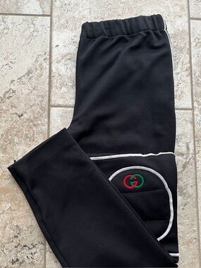 Gucci Women’s Skinny Leg Pants - Stretch Black with Embroidered Logo Size M
